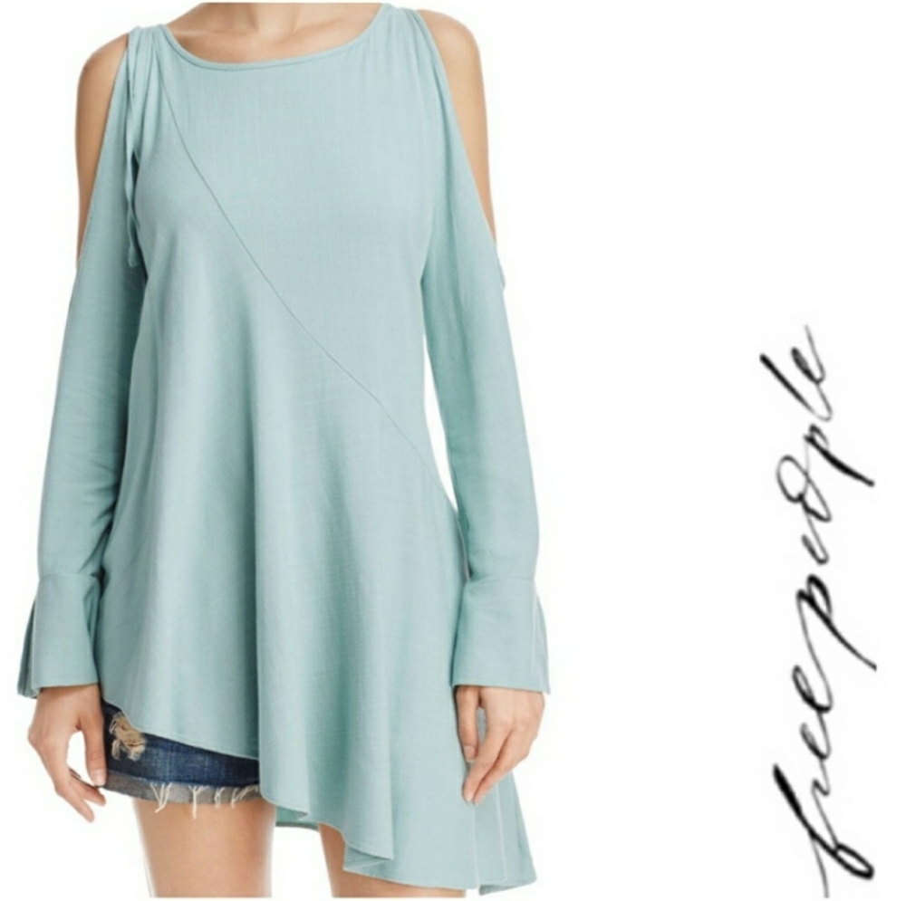 Free People Clear Skies Cold Shoulder Tunic in Mint